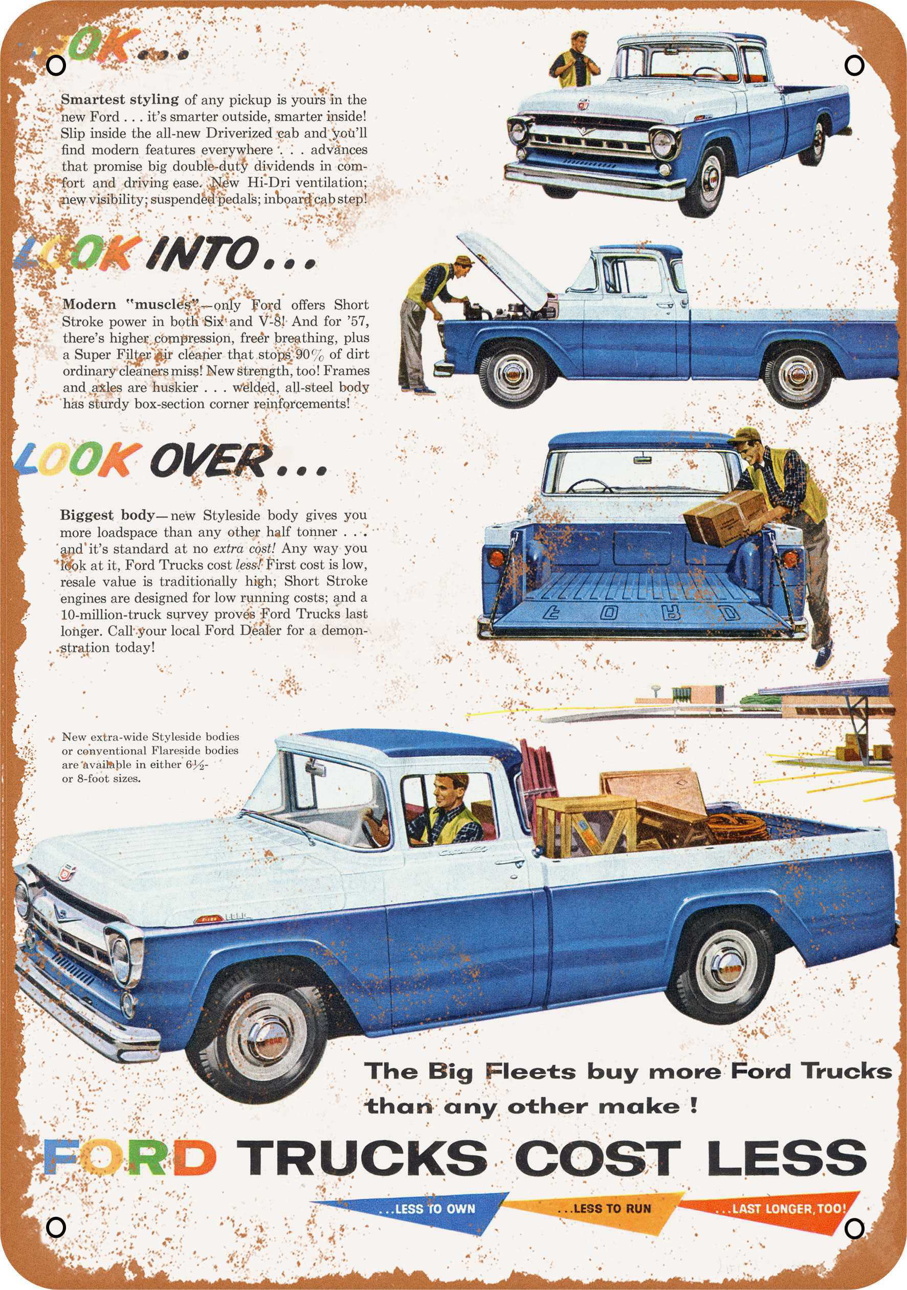 plaques reproductions 1961 Big ford trucks metal tin sign 