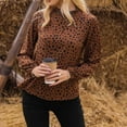 thumbnail image 4 of Women's Polka Dot Leopard Blouses Dressy Long Sleeve Mock Neck Shirt Tops Loose Fit Elegant Work Office Tshirts Top, 4 of 5