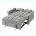 thumbnail image 5 of 4-in-1 Velvet Tufted Loveseat Sofa Bed | Adjustable Backrest, Storage Pockets & Pillows | Gray Modern Minimalist, 5 of 12