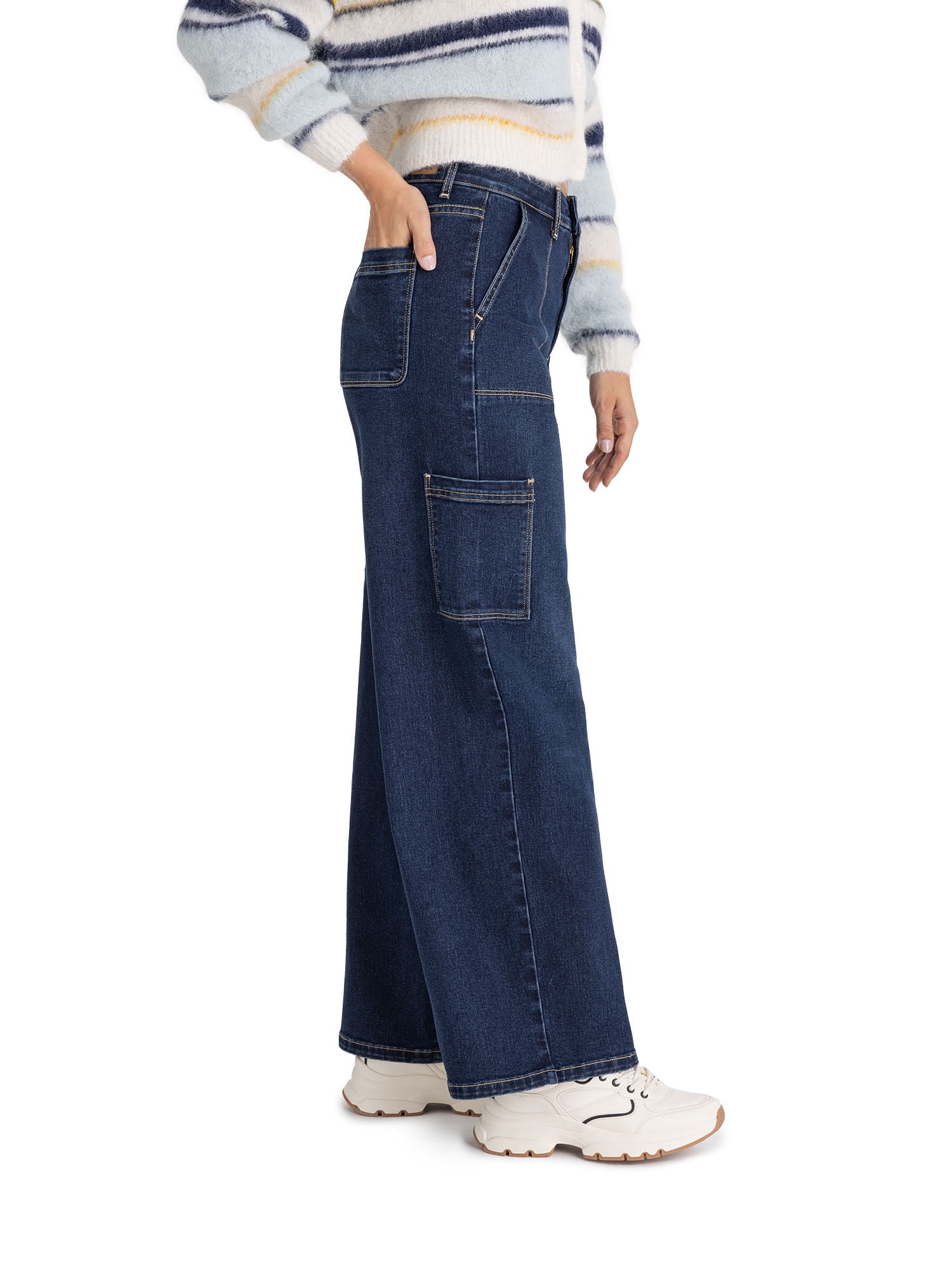 Jordache Women's High Rise Wide Leg Cargo Jean Sizes 2-20