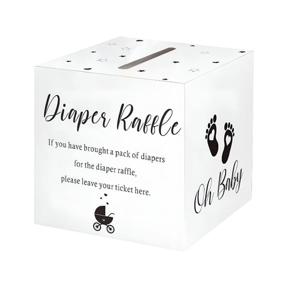 CCOCC Diaper Raffle Tickets with Storage Box - Baby Shower Game Cards for Gender Reveal Parties - Includes 1 Decorative Box & 50 Double-Sided Cards - Cute Baby Theme Design