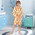 thumbnail image 5 of FORMRS Niños Bathrobe Unisex Hooded Robe Soft Plush Pajamas Sleepwear, Size 2-3T, Orange Geometric Pattern, 5 of 7