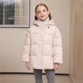 thumbnail image 5 of Kids Thickened Hooded Puffer Jacket, Boys & Girls Warm Winter Coat with Thermal Insulation, Casual Outdoor Snowwear for Extreme Cold Weather Protection White, 5 of 9