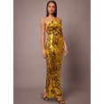 thumbnail image 4 of Gold Sequined Halter Neck Backless Maxi Cocktail Dress For Women, 4 of 7