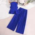 thumbnail image 4 of 2 Piece Sets for Girl Summer V Neck Button Down Ruffle Tank Top Pleated Wide Leg Elastic Waist Pants Trendy Casual Loose Outfit 8-12 Years, 4 of 6