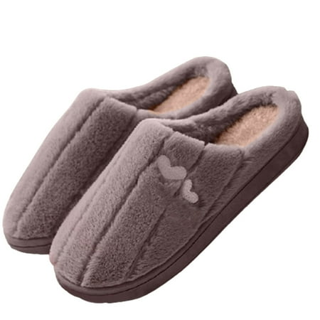 

Fluffy Stuffed Slippers Non-slip Indoor House Shoes Comfy Plush Slip For Home Bedroom Gray C 40-41
