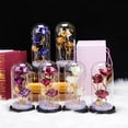 thumbnail image 5 of SHENGXINY Valentine's Day Artificial Flowers,Gold Foil Roses with lights,LED Glass Cover,Wedding Home Decorations,Birthday Gift,Decorative Ornaments,Party supplies Blue 4.3x3.5x8.9in, 5 of 6