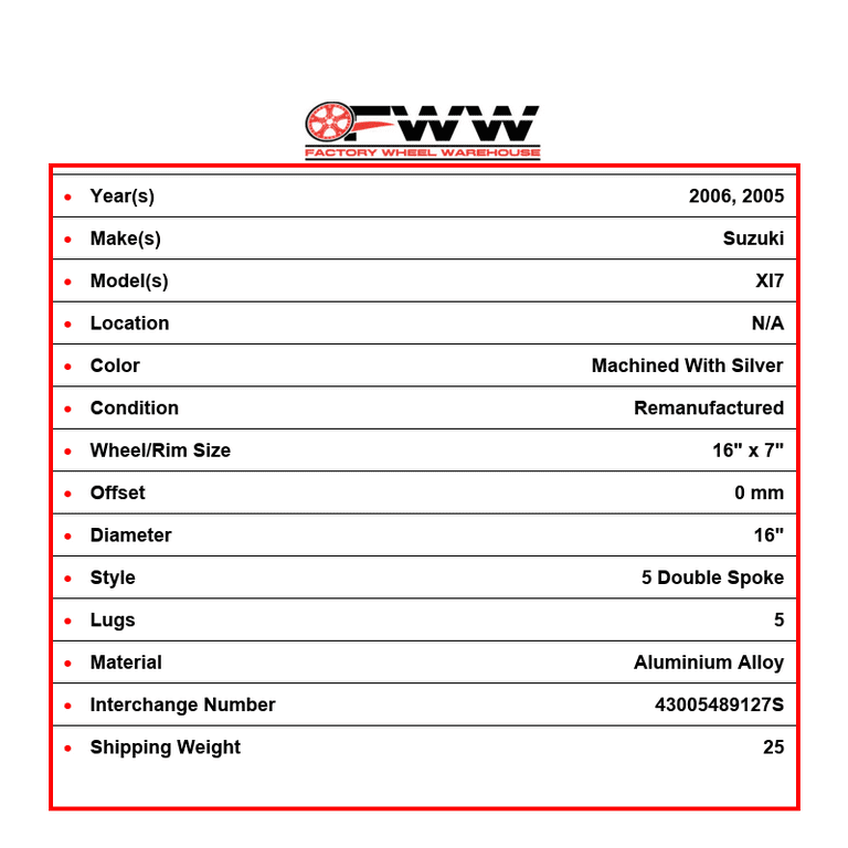Suzuki XL-7 Wheel 2004-2006 16
