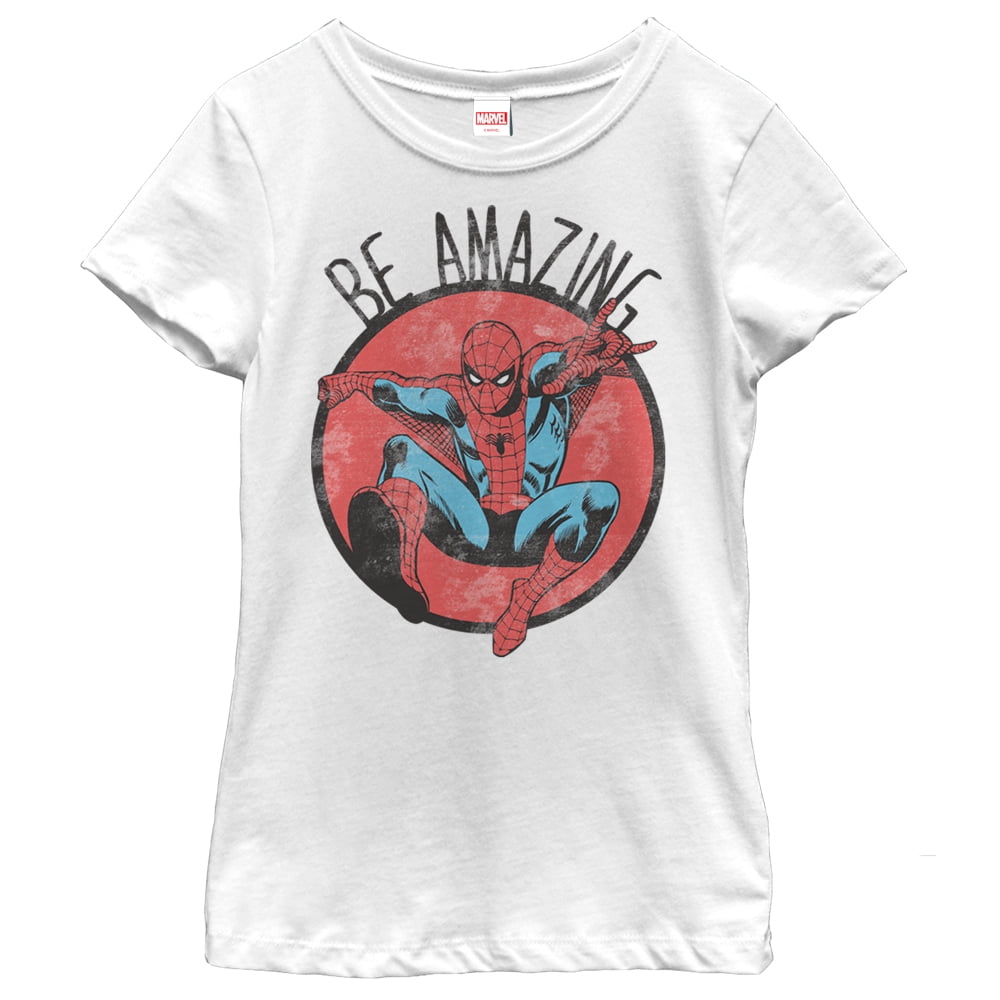 Girl's Marvel Spider-Man Be Amazing  Graphic Tee White Small