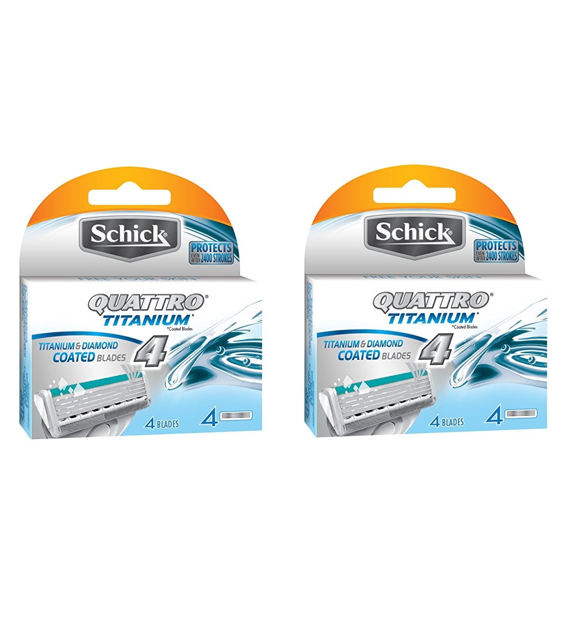 Schick Quattro Titanium Refill Cartridges - 8 Count + Makeup Blender Sponge