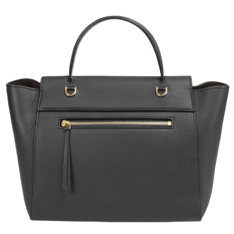 Celine CEL-HBAG-BLT-BLK-GLD-M Medium Belt Bag, Black Grained