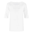 thumbnail image 4 of Yuanlong Womens Solid Color T Shirt Crew Neck Elbow Length Sleeve Tee Relaxed Fit Casual Office Versatile Layering Top, 4 of 4