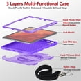thumbnail image 4 of Shockproof Case for Apple iPad Pro 11 Inch 2022/2021/2020/2019/ iPad Air 5th 4th Gen, with Pencil Holder Military Grade Protection Rotating Stand Hand Strap Shoulder Strap Bumper Rugged Case, Purple, 4 of 8