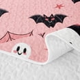 thumbnail image 5 of Erosebridal Kawaii Ghost Bed Spread Queen, Spooky Spiderweb Queen Coverlet Set for Girls, Pink Black, 3 Pieces 1 Quilt and 2 Pillowcases, 5 of 7