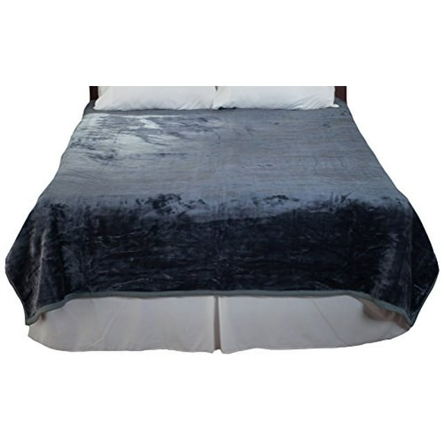 Lavish Home Solid Soft Heavy Thick Plush Mink Blanket, 8-Pound, Grey