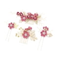 thumbnail image 2 of Sonducket 4 piezas de peinetas de flores para boda, conjunto de decoraciones para niñas, tocado nupcial, adorno, accesorio de joyería de moda Accesorio para el cabello Rosa roja Sonducket AP012181-05, 2 of 6
