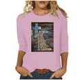 thumbnail image 2 of DDAPJ pyju Christian Easter T-shirts for Women Plus Size 3/4 Length Sleeve Crewneck Tops Jesus Cross Letter Graphic Tees Religious Faith Shirt Pink L, 2 of 4