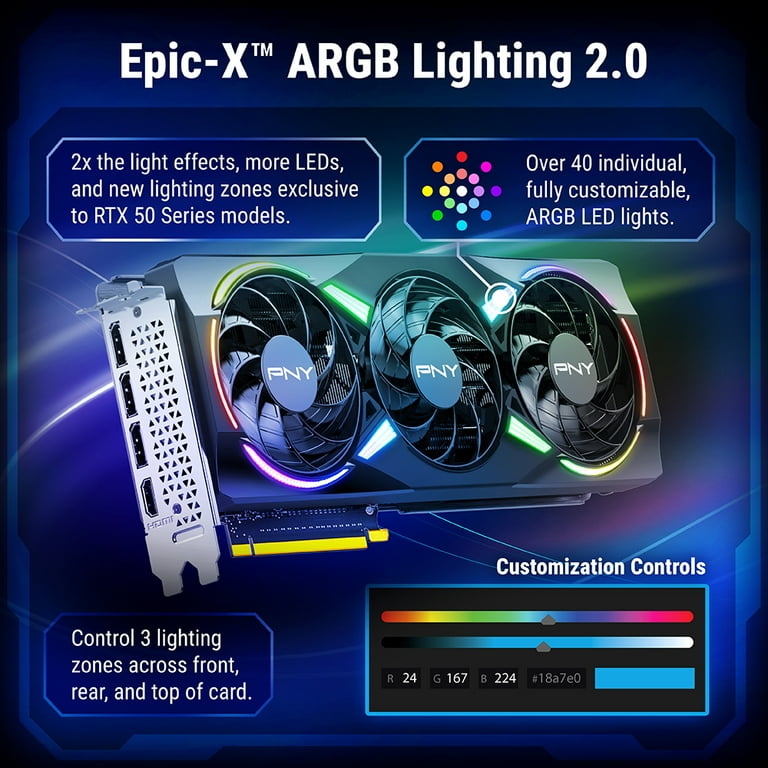 PNY GeForce RTX™ 5070 EPIC-X ARGB™ Overclocked Triple Fan GPU