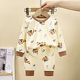 thumbnail image 2 of HCNTES Toddler Boy 2-piece Pajamas Sleepwear Pjs for Baby Cute Soft Clothes Suit Dailywear & Loungewear Outfits Set Kids Clothing Outfits(A01-Brown,3-4 Years), 2 of 6