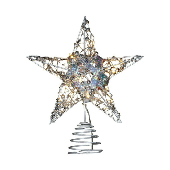 Cheapark Iron Five-Pointed Star Tree Topper - LED Light-Up Sturdy Metal Design, Bright Glow Easy Installation, Perfect Christmas Tree Decoration for Holiday Ambience