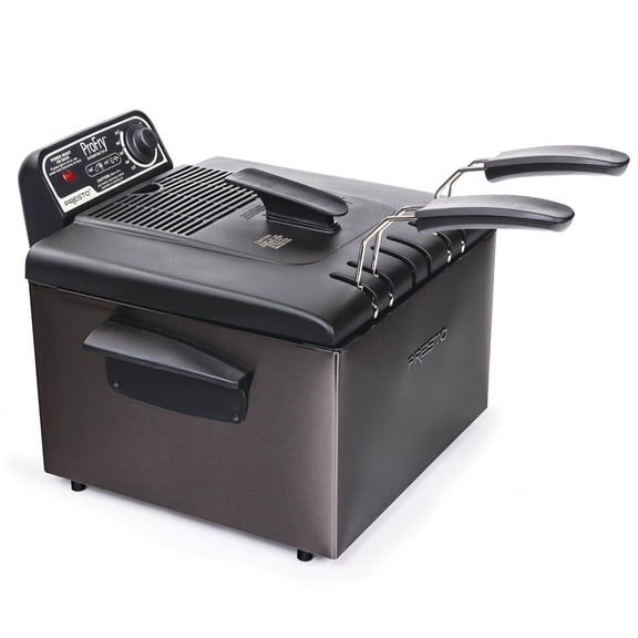 Presto 5 Qt Dual Basket Pro Fry Immersion Element Black Deep Fryer 05489