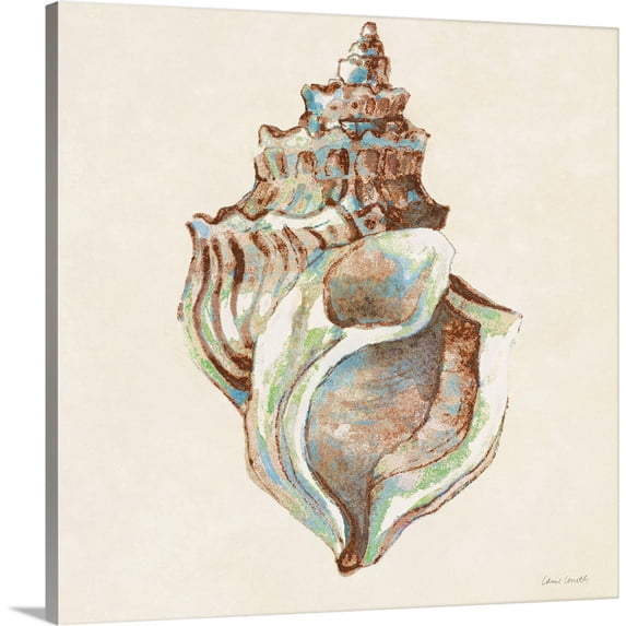 Great BIG Canvas | "Coastal Teal Seashell I" Canvas Wall Art - 20x20