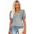 thumbnail image 5 of Womens Tops Short Sleeve Shirts Buttons V Neck Spring Fashion Summer Outfits Plus Size Blouses Dressy Casual, 5 of 5