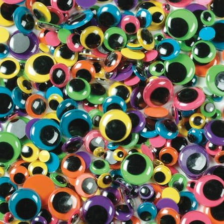Paste-On Wiggle Eyes Assorted 7mm to 15mm 100/Pkg-Brights