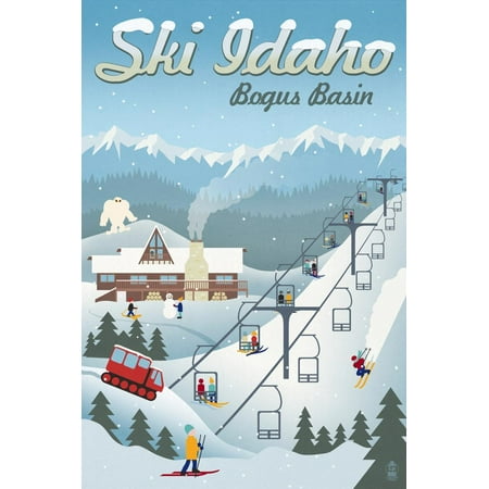 Bogus Basin, Idaho - Retro Ski Resort Print Wall Art By Lantern (Best Luxury Ski Resorts Northeast)