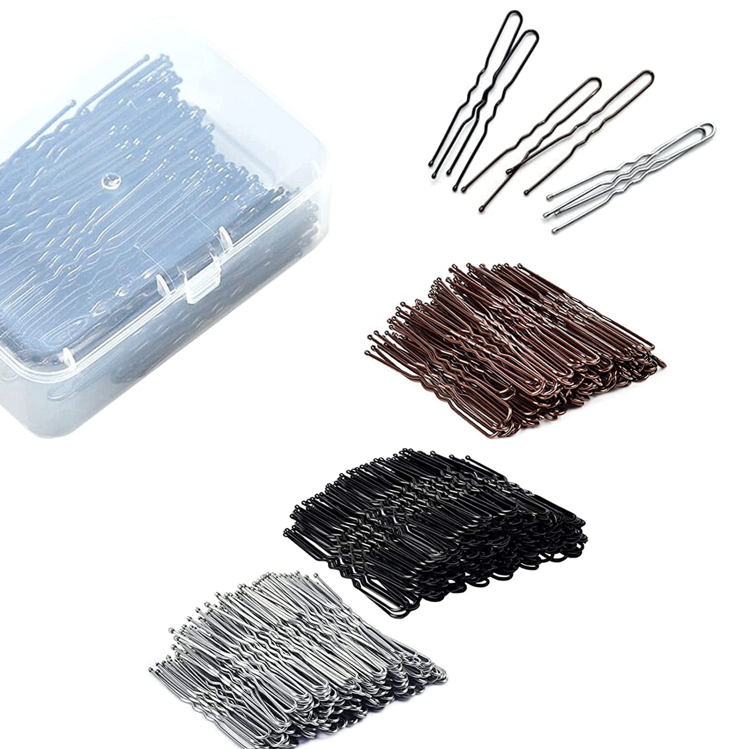 U Shaped Hair Pins, 3 Colors Rolled Up Hair Pins, 2.4 inch Hair Pins for Multiple Hairstyles and