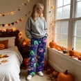 thumbnail image 3 of Garbnen Halloween Womens Fleece Pajama Pants Ghost Pumpkin Graphic Woman Lounge Pants Cozy Plush Fall Winter Warm Wide Leg Sleep Pants Women, 3 of 5