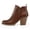Brown PU, variant on Women's Black Ankle Boots V-Cut Chunky Block Heel Elastic Gore Fashion Booties for Office Work,9M
