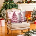 thumbnail image 3 of Christmas Pillow Covers 18x18 inch Christmas Tree Design, Soft Pink Square Cushion Cover for Sofa Chair, Living Room Holiday Decor A, 3 of 6