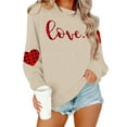 thumbnail image 7 of TKYCMSUAKI Valentine's Day Oversized Sweatshirts for Women Plaid Love Heart Print Shirts Long Sleeve Round Neck Sweatshirt Loose fit Tunic Tops, 7 of 7
