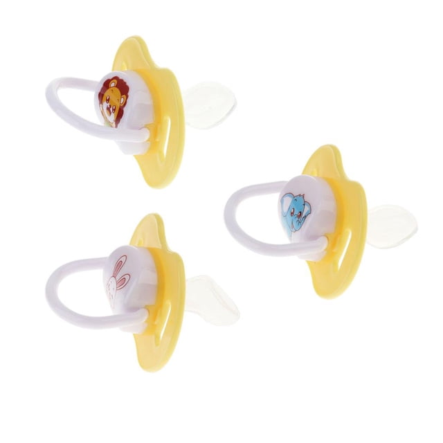 3pcs bebé recién nacido de silicona chupete chupete chupete chupete chupete - amarillo (chupete plano)