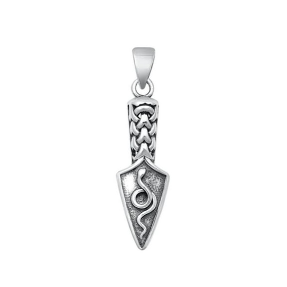 Sterling Silver Arrowhead & Snake Pendant Oxidized Knife Charm .925 Jewelry Female Unisex
