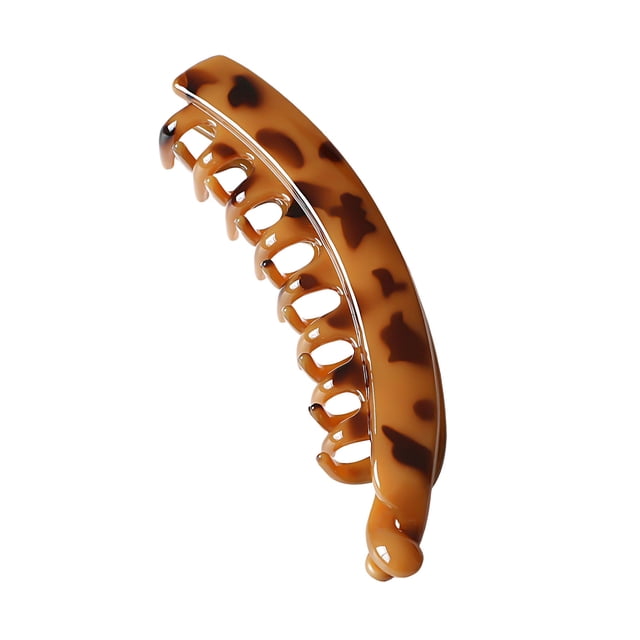 Visland Banana Shape Hairpin Double-Row Anti-slip Tooth Design Hair Clip Solid Color Frosted Texture Large Back Head Twist Hair Claw
