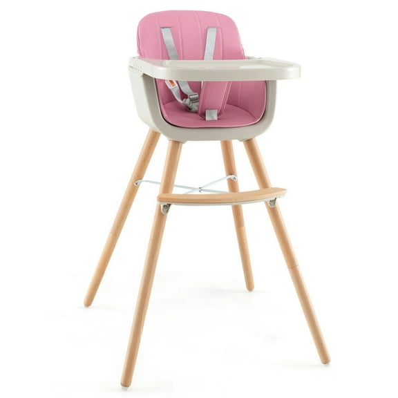 Yardi Yard 3-in-1 Convertible Wooden High Chair with Cushion-Pink, Compact and Portable High Chair, Foldable High Chair, High Chair