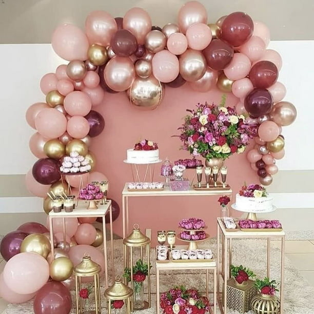 Retro Pink Rose Balloon Garland Kit Burgundy Rose Gold Metallic Balloon  Arch Pearl Dusty Pink Party Balloons for Bridal Baby Shower Birthday  Bachelorette Wedding Party Decoration Supplies 