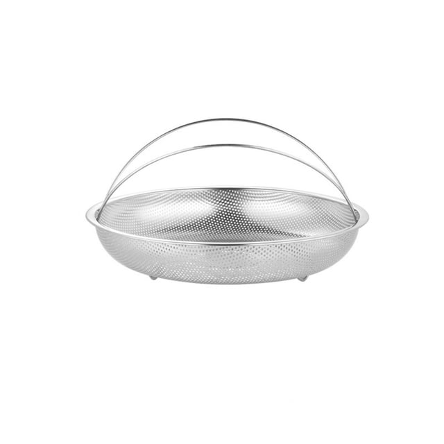 Cesta de colador de acero inoxidable con asa - Colador de malla fina para lavar arroz, verduras y frutas - Cesta de desagüe de cocina engrosada