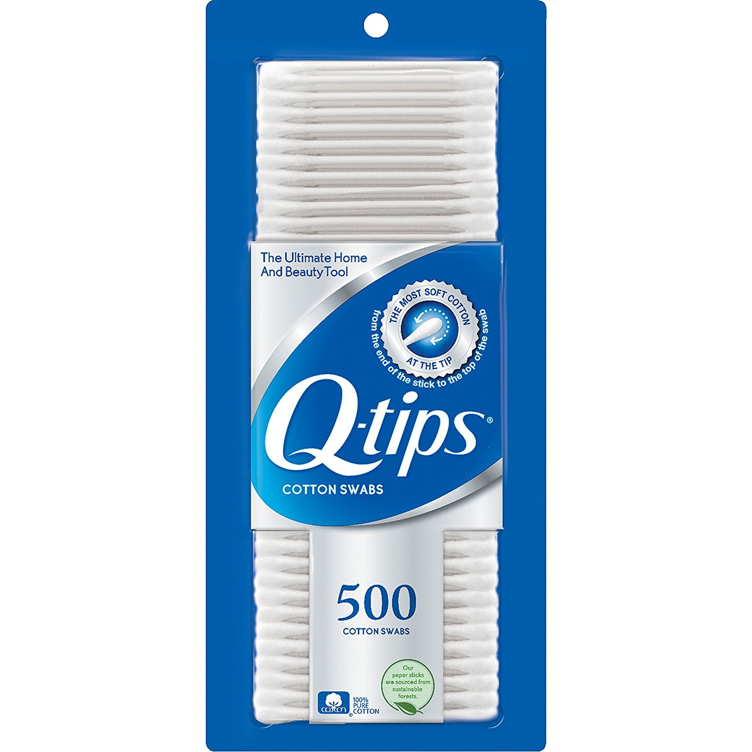 Cotton Swabs, 500 ct, Q-tips cotton swabs have a wide variety of uses including beauty, applying/removing/touching-up cosmetics, household cleaning.., By Q-Tips