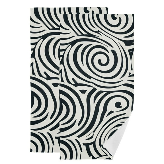Black Stripe Swirl Hand Towel Absorbent Bath Towels for Bathroom Sports Gym(28.3" X 14.4") Set of 2
