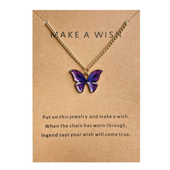 Bradem Colliers & Pendentifs Liquidation! Pendentif Papillon Coloré Collier Carte Couche Unique Collier Papillon Chaîne Cristal Bijoux pour Femmes Filles, 1 Pce Collier
