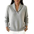 thumbnail image 2 of Sweaters for Women Long Sleeve V Neck Business Casual Collared Knit Tunic Pullover Sweaters, 2 of 3