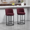 thumbnail image 3 of S-HOME Modern Linen Fabric Counter Height Bar Stools Set of 2 with Backrest and Footrest for Dining Experience, WINE RED, 3 of 19