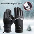 thumbnail image 1 of 1 Pair Warm Gloves Sensitive Touch Screen Design Anti-slip Palm Pattern Fleece Lining with Anti-lost Buckle Glow at Night Adjustable Fastener Tape Winter Outdoor Sport Gloves for Motorbike, 1 of 7