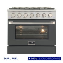 36 in. 5.2 cu. ft Dual Fuel Range for Propane Gas Sealed Burners in Cement Grey.