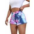 thumbnail image 2 of Women's Plus Size Tie Dye Jean Ripped Distressed Frayed Raw Hem Stretchy Denim Shorts Blue 4XL, 2 of 9