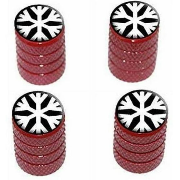 Snowflake Low Temperature Symbol White on Black Tire Rim Wheel Aluminum Valve Stem Caps, Multiple Colors