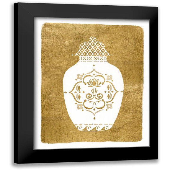 Tava Studios 12x14 Black Modern Framed Museum Art Print Titled - Golden Urn I